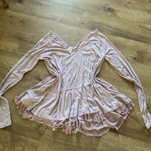 Oversized Mauve Ruffle Free People Top